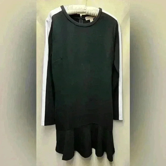 MICHAEL Michael Kors Black & Off White Long Sleeve Color-block Dress Size 10 - Picture 7 of 7
